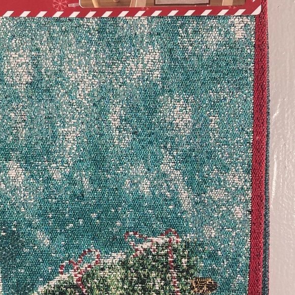 NWT Beautiful Holiday Red Farm Truck Christmas Tapestry Table Runner 70x13 - Picture 9 of 17